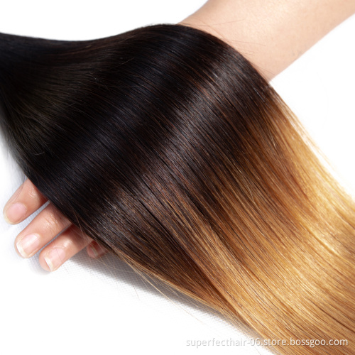 Wholesale Vendors Virgin Hair Bundles 3 Tone Color 1B 4 27 Ombre Color Hair Raw Virgin Human Hair Extension